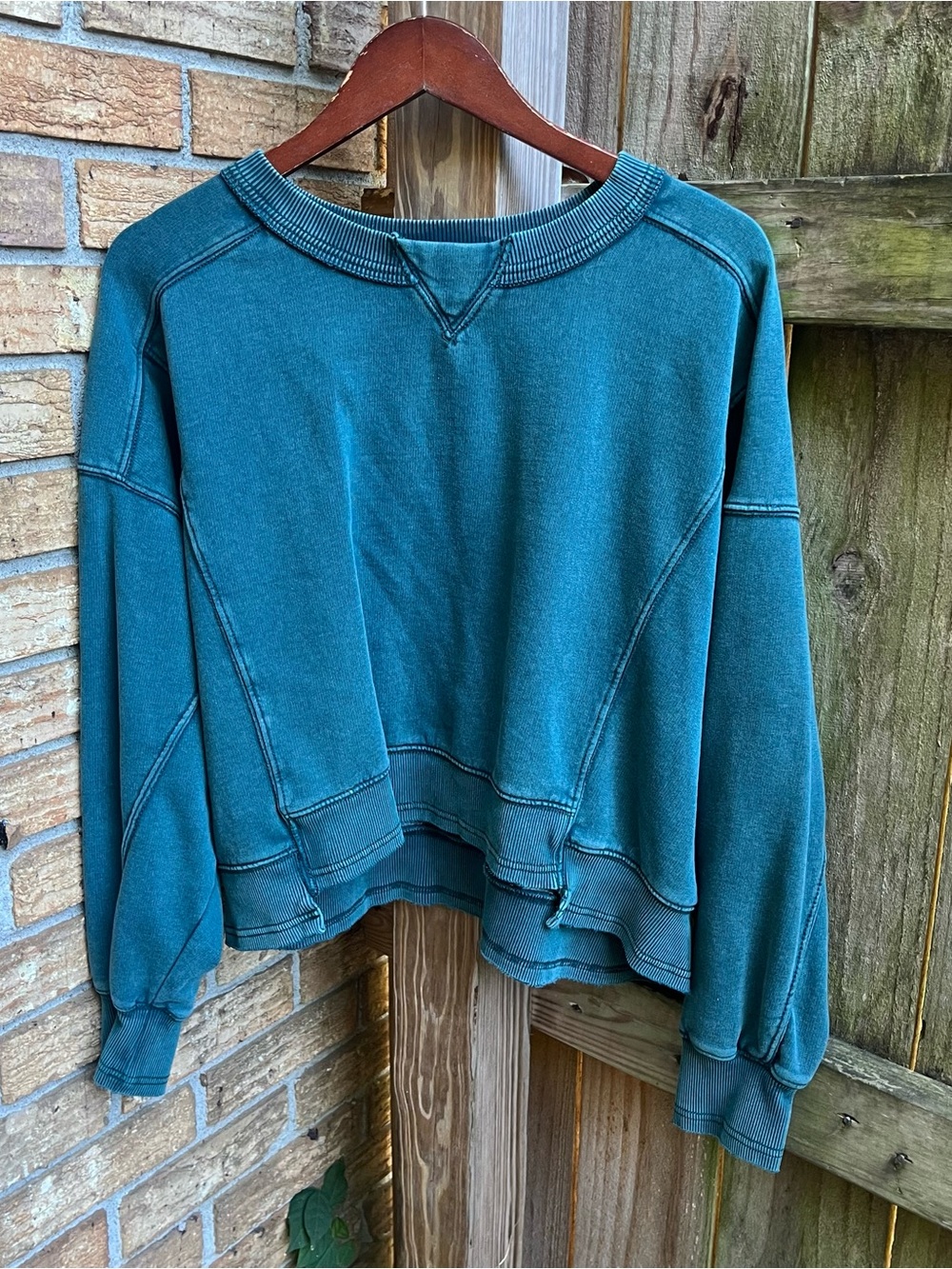 FP Movement by Free People Teal Boxy Crewneck Sweatshirt